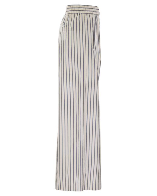 Pantaloni bernelli in lino in cotone rugoso di Brunello Cucinelli in Gray