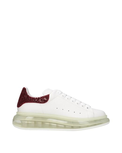 Alexander McQueen White Sneakers Oversize Donna Pelle Bianco/Lampone