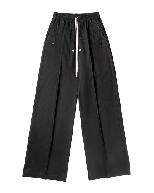 Rick Owens Black Wide Trousers With Drawstring Belt