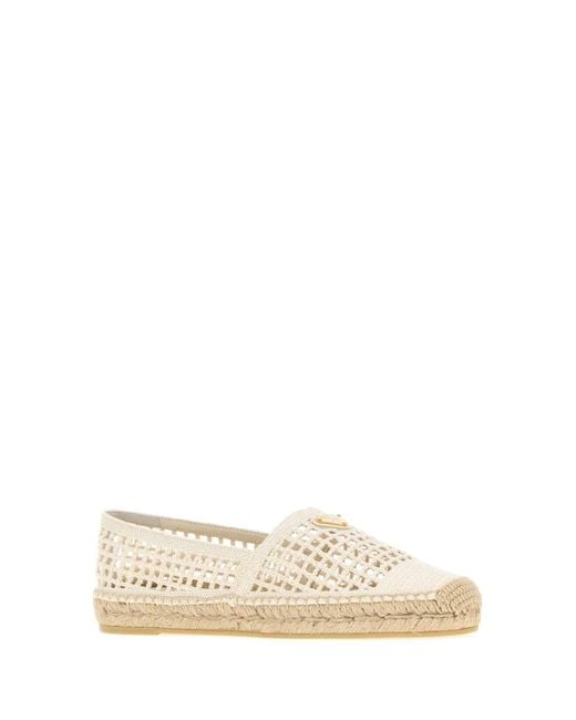 Prada White Ivory Slip On Espadrilles