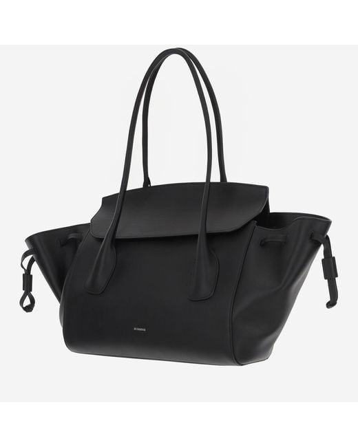 Jil Sander Black Voyage Small Leather Bag
