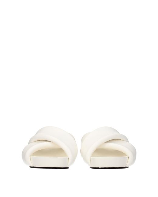 Jil Sander White Slippers And Clogs For Leather/Optical