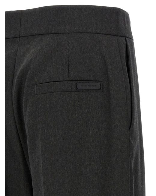 Fear Of God Black Herringbone Patterned Wool Pants With Relaxed Fit for men