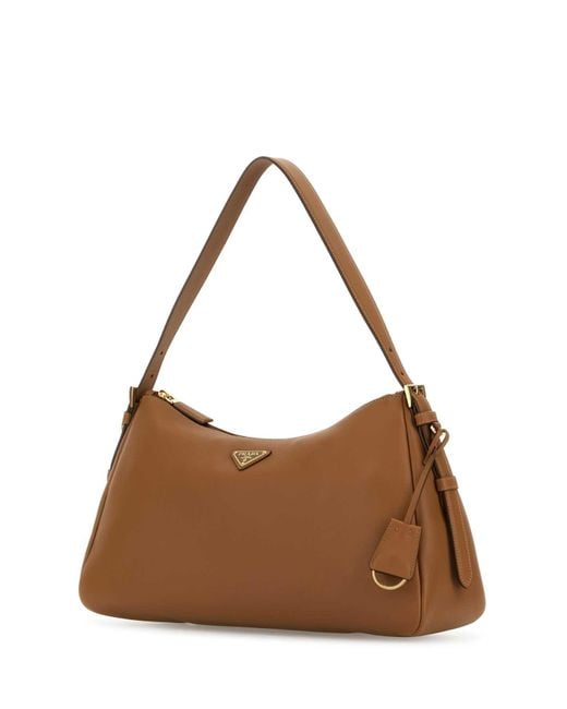 Prada Brown Triangle-Logo Shoulder Bag