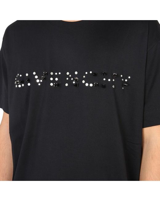 Logotipo de algodón camiseta Givenchy de hombre de color Black