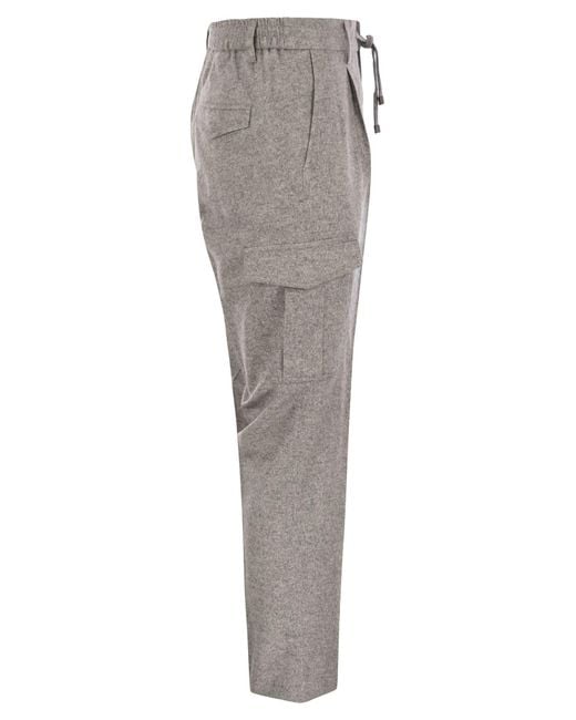 Peserico Gray Wool, Silk And Cashmere Jogger Trousers for men