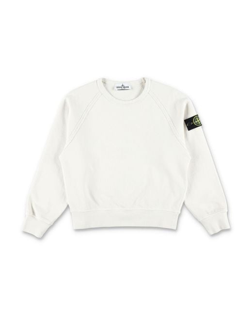 Stone Island White Oversized-Fit Raglan Crewneck Sweatshirt