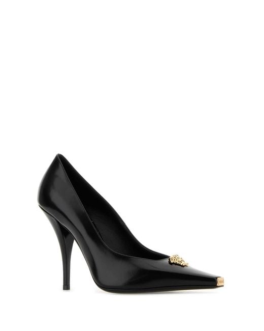 Versace Black Leather Pumps