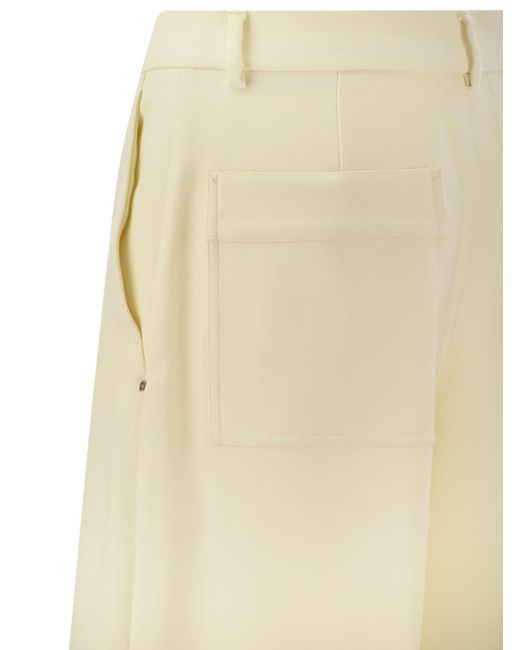 Sportmax Natural Zirlo Wide Leg Trousers In Cotton And Viscose