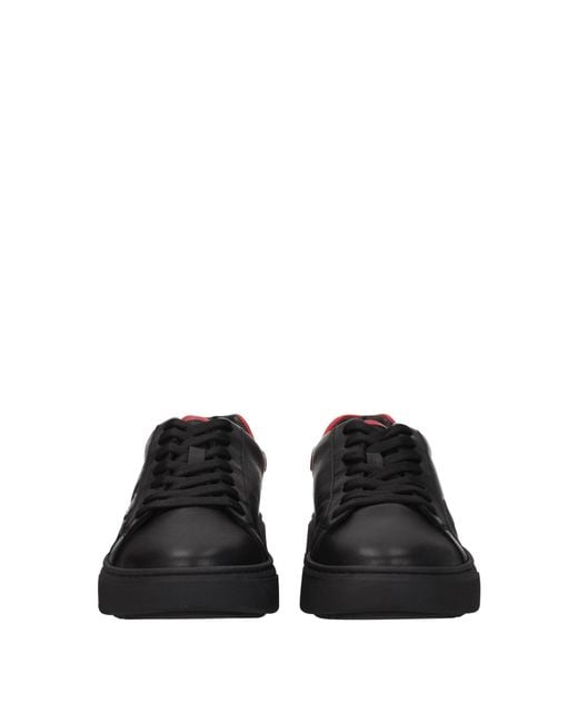 Cesare Paciotti Black Sneakers 4Us Uomo Pelle Nero/Rosso for men