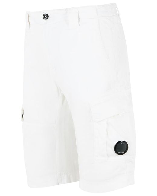 C P Company White Cotton Shorts for men