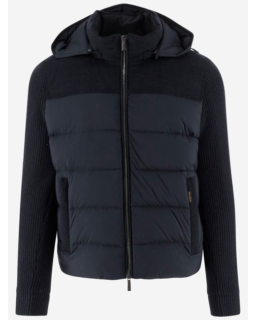 Moorer Blue Gepolsterte Jacke mit Kaschmir -Mischhäuten nach unten gepolstert