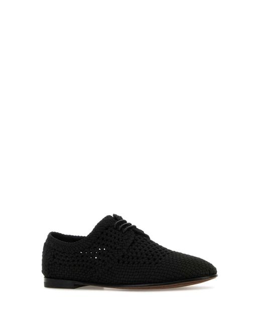 Dolce & Gabbana Black Crochet Lace Up Shoes