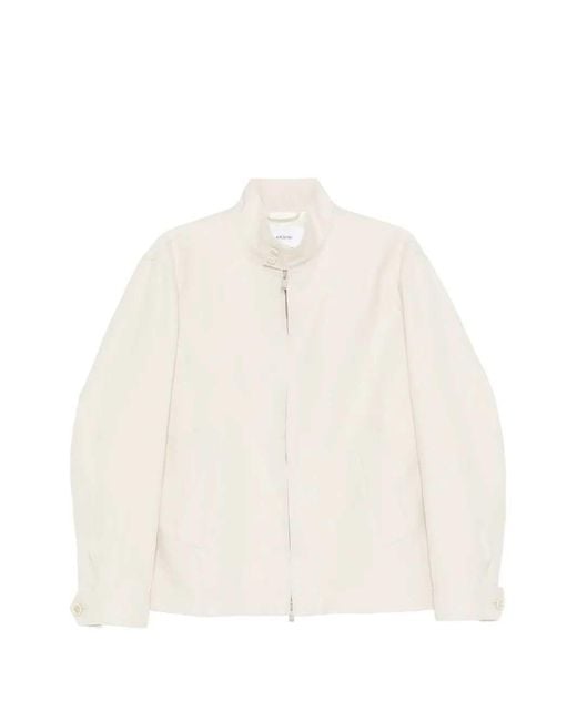 Lardini White Linen Jacket With Zipper