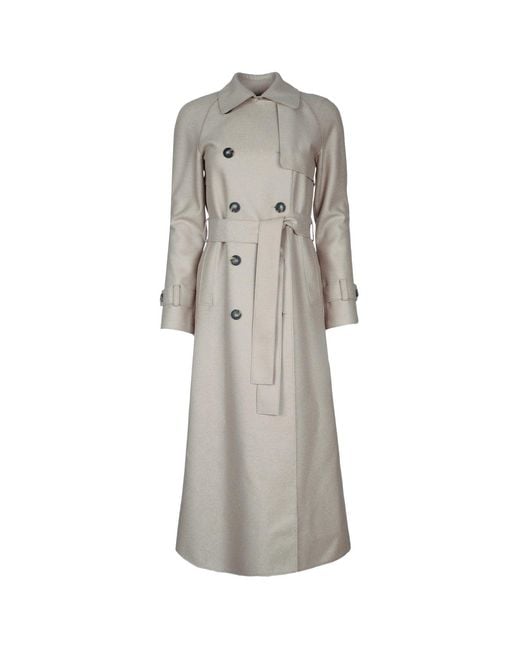 Harris Wharf London Gray Long Raglan Trench Light Pressed Wool