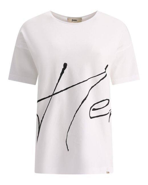 Herno White T -Shirt mit 3 D -Druck