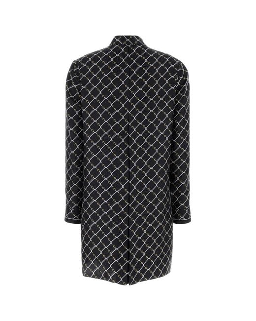 Gucci Black Horsebit Print Silk Twill Dress