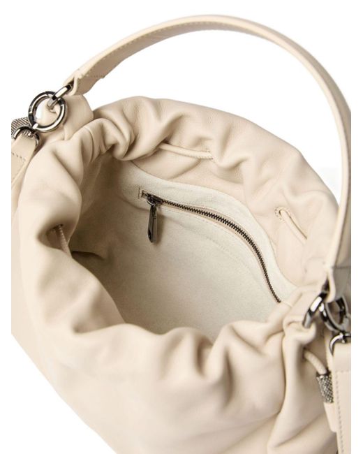 Brunello Cucinelli Natural Kleine Mellow Kreuz-Beuteltasche