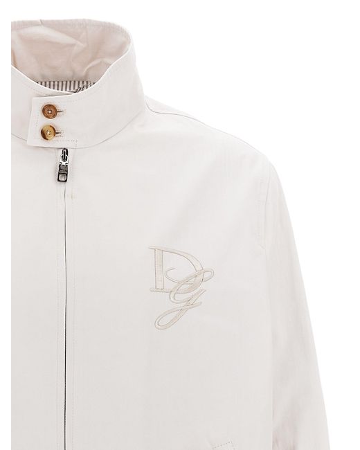Dolce & Gabbana White Logo Embroidery Jacket for men