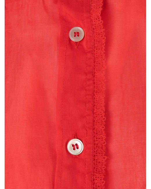 Forte_forte Red Camicia Serafino Voile Co/Se Dettagli Pizzo