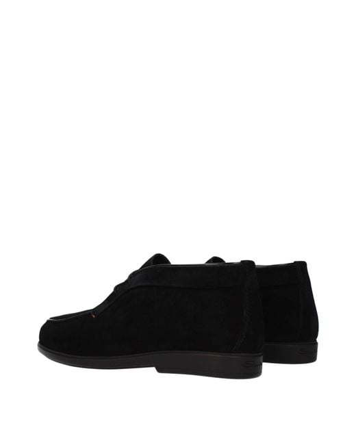Santoni Black Suede Ankle Boots
