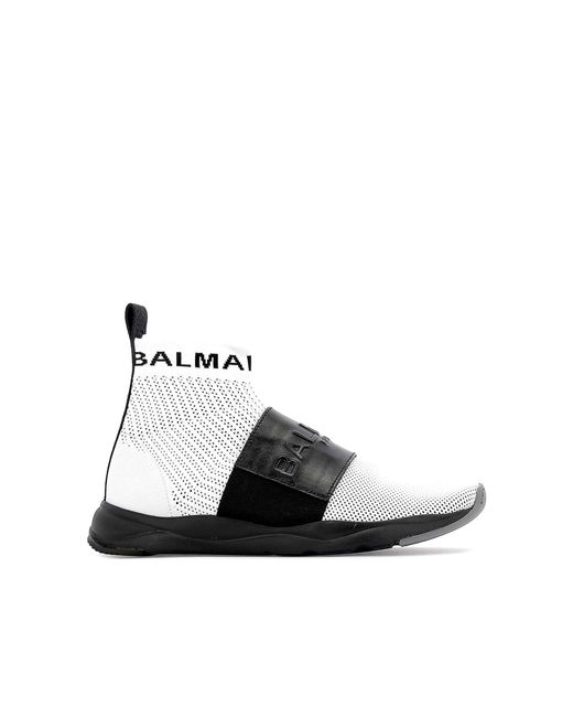Zapatillas tipo calcetín de tela con logo Balmain de hombre de color Black
