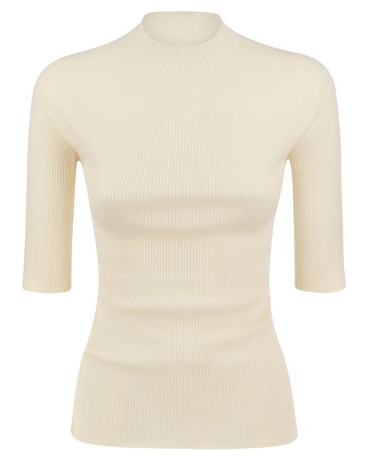 Peserico Natural Tricot Jersey With Half Sleeves