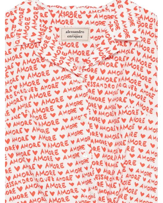 ALESSANDRO ENRIQUEZ Pink Printed Cotton Shirt
