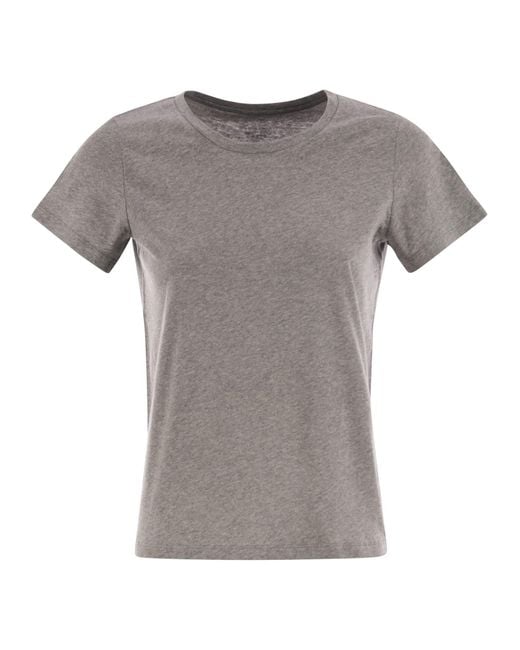Majestic Gray Crew-Neck Short-Sleeved Cotton T-Shirt