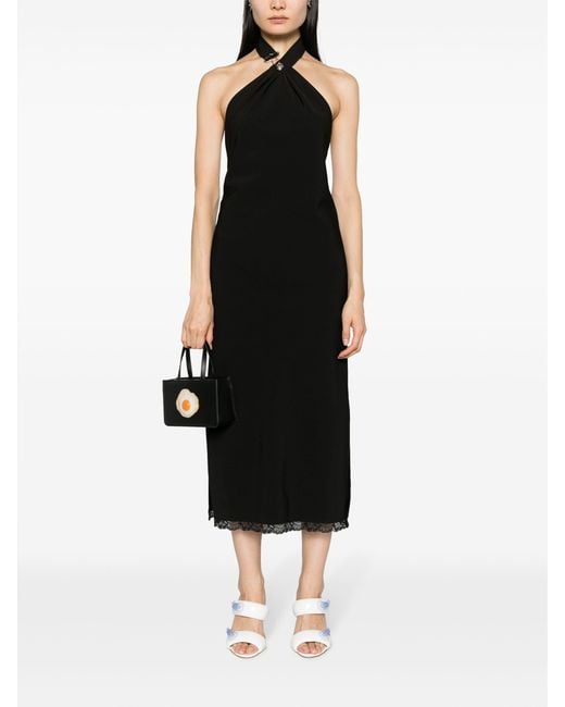 Moschino Black Midi Dress Polyester, Elastane
