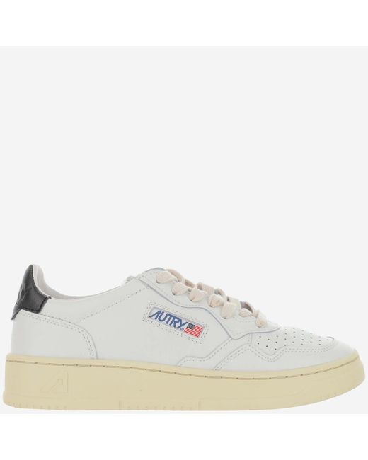 Autry White Perforated Leather Sneakers With Contrast Heel Tab And Logo Detail