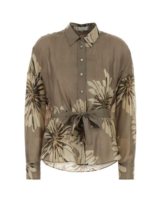 Brunello Cucinelli Green Regular Printed Shirt