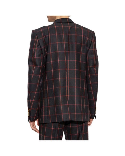 Gucci Black Double-Breasted Check Blazer for men