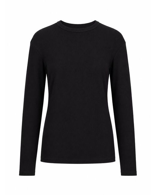 LA ROSE Blue Long Sleeve Ribbed T Shirt