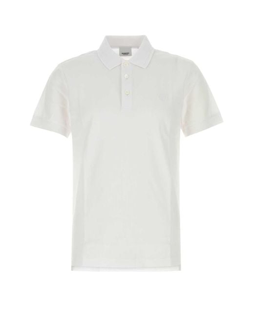 Tシャツ・カットソー BURBERRY White Piquet Polo Shirt Burberry Piquet Polo Shirt in White | Lyst