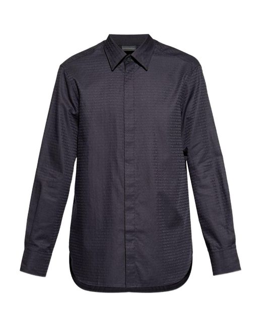 Emporio Armani Katoenen Overhemd in het Blue voor heren