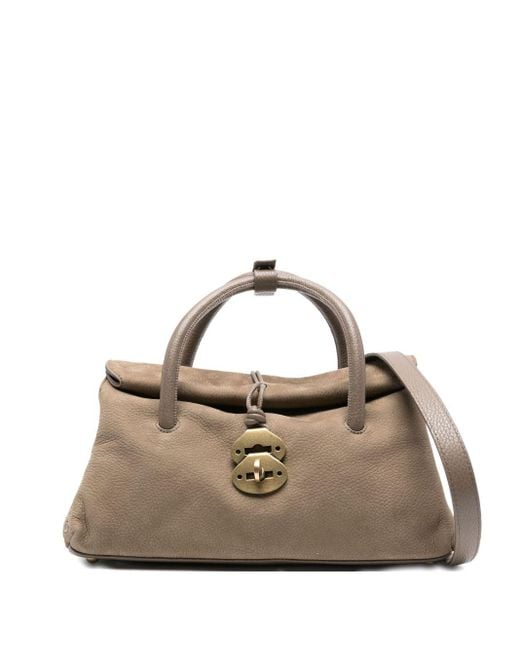 Zanellato Natural Dotta Jones kleine Wildleder -Lederhandtasche