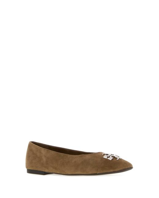 Tory Burch White Logo Ballet Flats