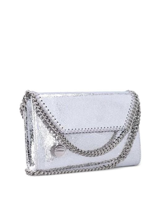 Stella McCartney Gray Falabella Crackle-Effect Crossbody Bag