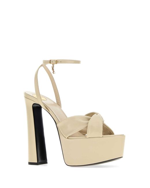 Saint Laurent White Open Round Toe Heel