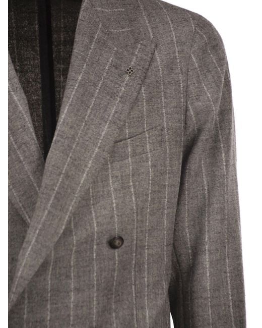 Tagliatore Gray Double-Breasted Jacket for men