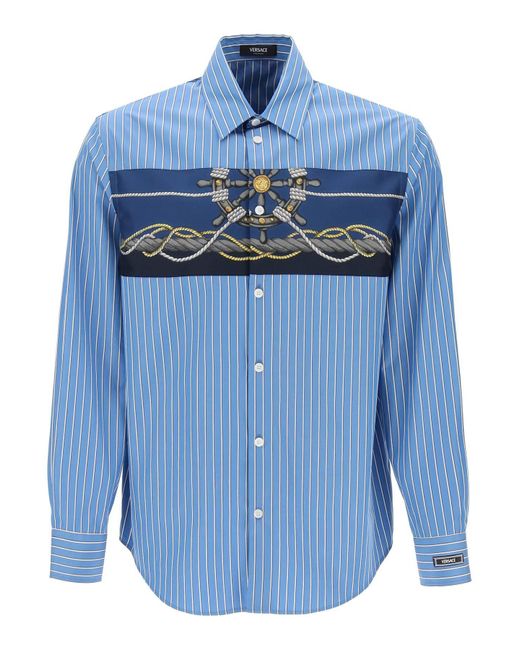 Versace Gestreept Shirt Met Insert in het Blue