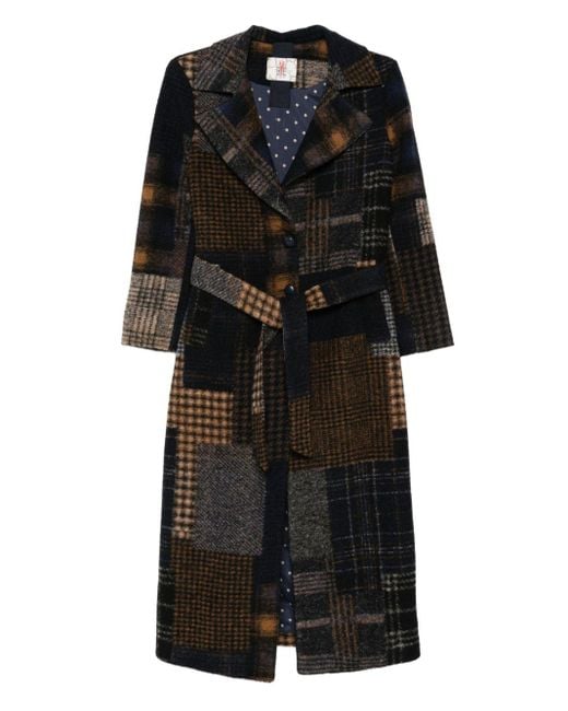 Bye Black Patchwork Design Wool Coat
