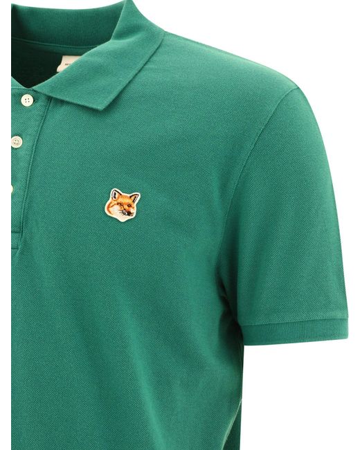 Maison Kitsuné "Fox Head" Polo Shirt di Maison Kitsuné in Green da Uomo