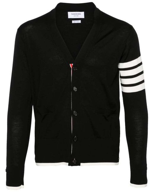 Thom Browne Black Virgin Wool Cardigan For