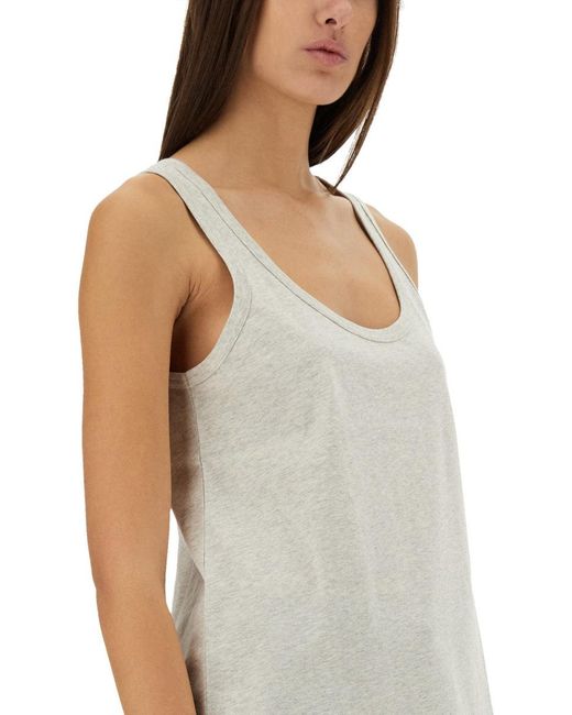 A.P.C. Blue Solid Scoop Neck Top