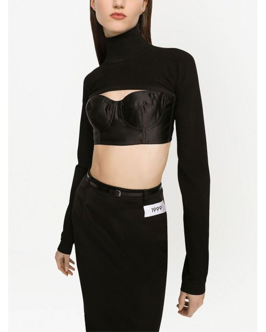 Dolce & Gabbana Black Dolce & Gabbana Cropped High-Neck Top