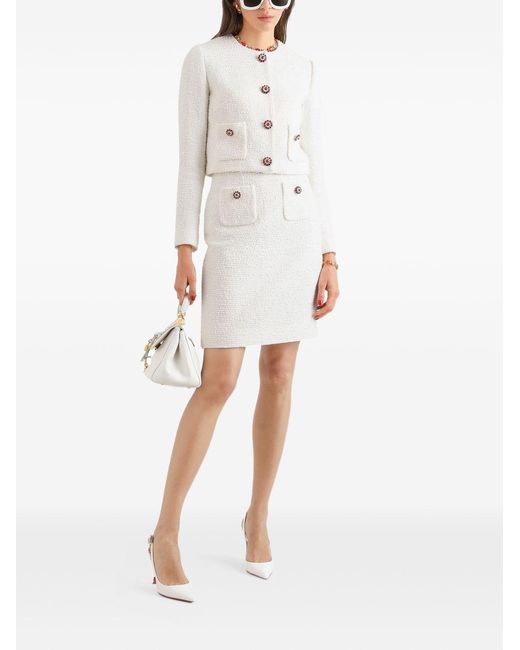 Dolce & Gabbana White Cotton Midi Skirt