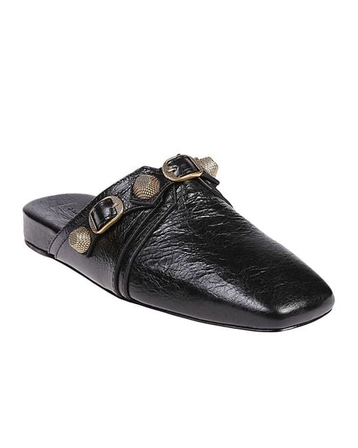 Balenciaga Black Mini Leather Slipper Sandals For