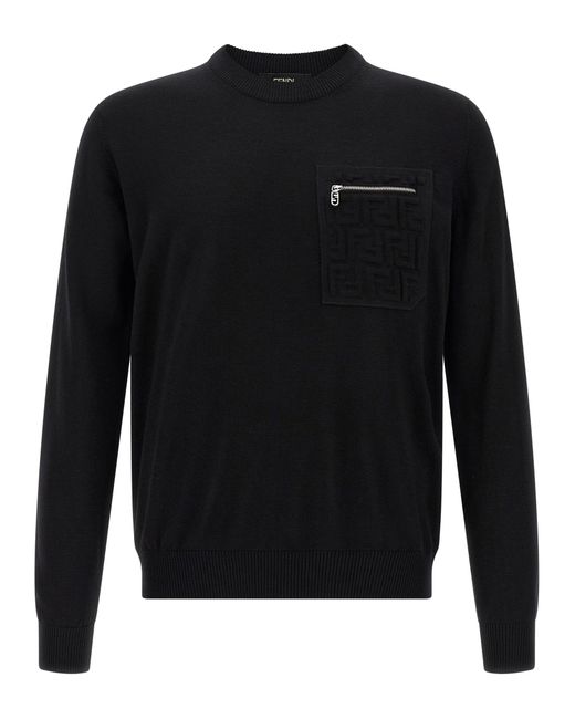 Suéter de bolsillo FF Fendi de hombre de color Black